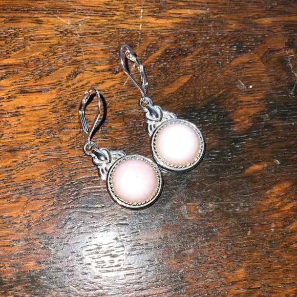 NIB JTV Pink Peruvian Opal Sterling Silver Dangle Earrings - Picture 2 of 8